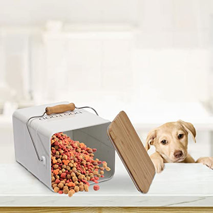 Farmhouse Dog Food Storage Container,6L Dog Food Canisters,Pet food Container Hold 5~6lbs Dog Food Treats,Airtight Dog Puppy food Storage with Lid and Scoop,Kibble Container Countertop-White… - color: green