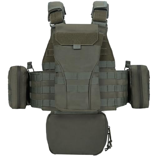 YAKEDA Outdoor Training Vest With PALS System MultiFunctional MOLLE Quick Release Vest- For Hiking, Camping Training - color: Cavalry Green