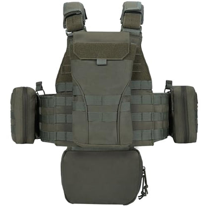 YAKEDA Outdoor Training Vest With PALS System MultiFunctional MOLLE Quick Release Vest- For Hiking, Camping Training - color: Cavalry Green