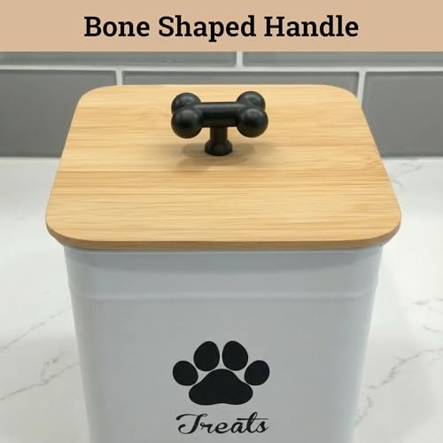 Dog Treat Container Airtight, 6"W x 8"H, Powder Coated, 12 Cup Capacity - color: White