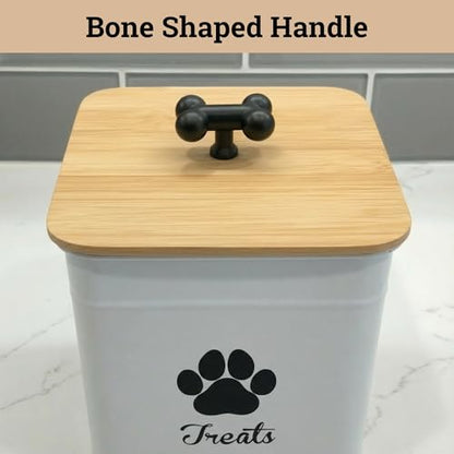 Dog Treat Container Airtight, 6"W x 8"H, Powder Coated, 12 Cup Capacity - color: White