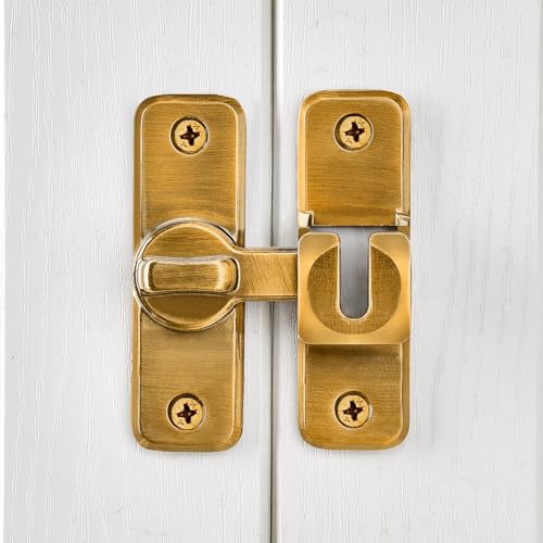 Brass 90/180 Degree Flip Latch,Zinc Alloy Barn Door Latch - color: Brass