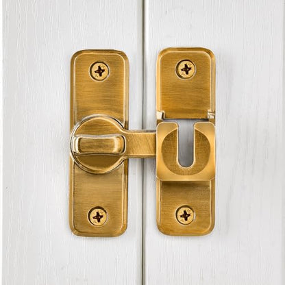 Brass 90/180 Degree Flip Latch,Zinc Alloy Barn Door Latch - color: Brass