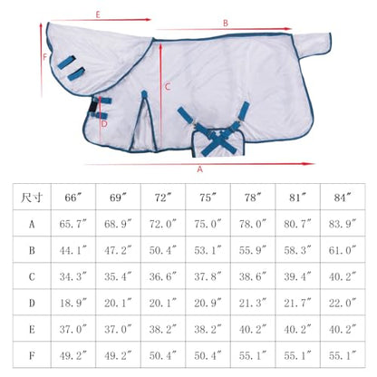 Horse Fly Sheet with Removable Neck Cover & Belly Wrap, Fine Mesh | Breathable Fine Mesh, Detachable Neck & Belly Wrap, High Shoulder Gussets, Large Tail Flap, UV Protection, Pasture & Barn Use - color: White, size: 75