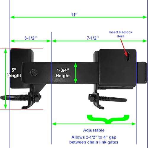 Black Powder Coated Commercial Strong Arm Double Gate Latch for Chain Link Fence – Securely Closes Two Gates Without Drop Rod, Fits 1-5/8" to 2" Frames, Heavy Duty Steel – 1 Latch - color: Black, size: COMMERCIAL