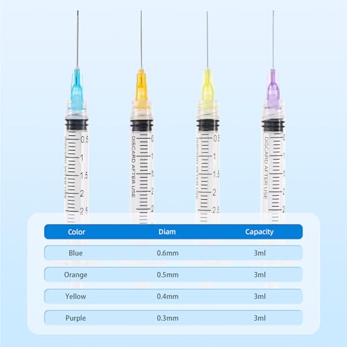 JMU 100 Pcs Dental Irrigation Syringes 3cc with 25G - size: 3ML 25G