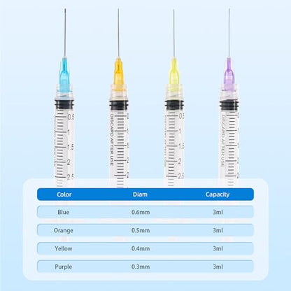 JMU 100 Pcs Dental Irrigation Syringes 3cc with 25G - size: 3ML 25G