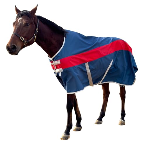 Horse Turnout Blanket, Waterproof Medium Weight Winter Blanket for Horses - color: NavyBlue&Red, size: US 72IN(EU 135cm)