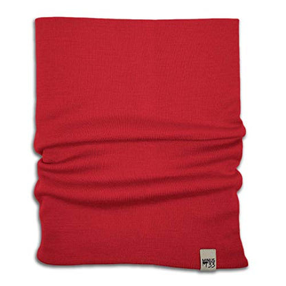 100% Merino Wool - Midweight Neck Gaiter - Skiing Neck Warmer - Winter Face Mask - Multipurpose Headwear - color: True Red