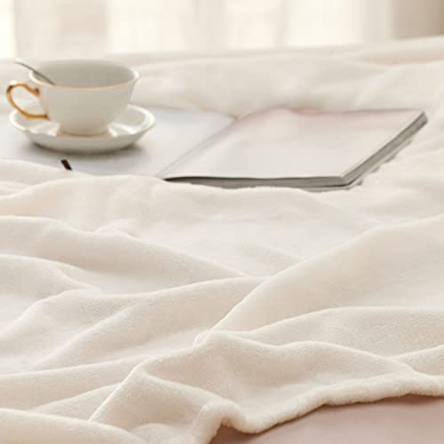 Bedsure Fleece Blankets King Size Cream - Bed Blanket Soft Lightweight Plush Cozy Fuzzy Luxury Microfiber, 108x90 inches - color: 01 - Cream, size: King (108" x 90")