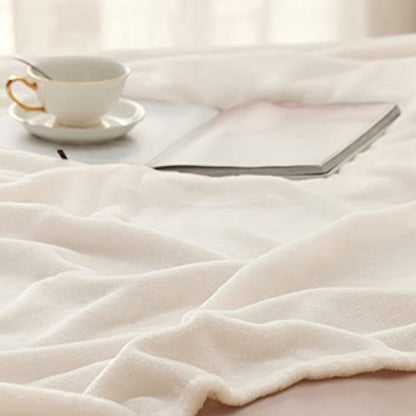 Bedsure Fleece Blankets King Size Cream - Bed Blanket Soft Lightweight Plush Cozy Fuzzy Luxury Microfiber, 108x90 inches - color: 01 - Cream, size: King (108" x 90")
