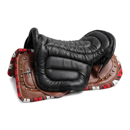 Cushion Non-Slip Saddle Pad – Shock Absorbing PU Leather Seat Pad for Horseback Riding, Relieves Back & Hip Pressure, Prevents Saddle Soreness, Fits on Saddles & Motorcycles