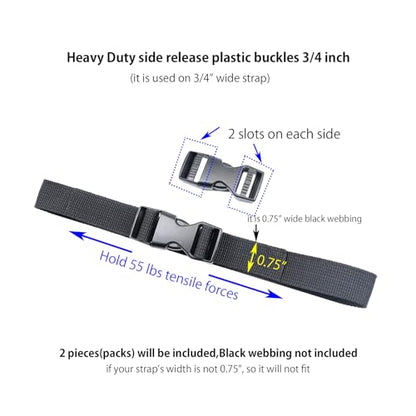 Quick Side Release Buckle, Heavy Duty Plastic Snap Buckle Clip Clasp Fasteners for Backpack Strap - style: 3/4 Inch - 2 Pieces