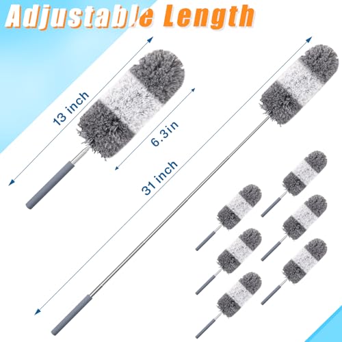 Tanlade 12 Pcs Microfiber Feather Dusters for Cleaning, Gray White - color: Gray White