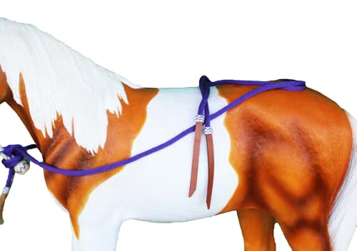 Horse Western Knotted Bosal Rawhide Hanger Headstall w/ Braided Reins 78J04 - color: Brown Purple