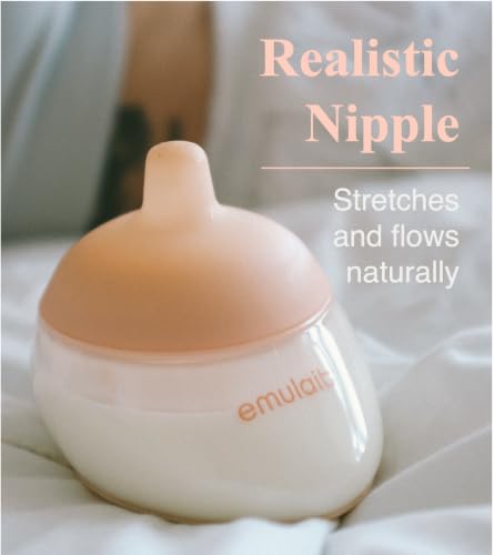 Emulait Anatomy Baby Bottle – Breast-Shaped, Natural Flow Nipple with Anti-Colic Valve – Closest to Breastfeeding for Newborns & Infants, Deep, Shape 1 - color: Deep