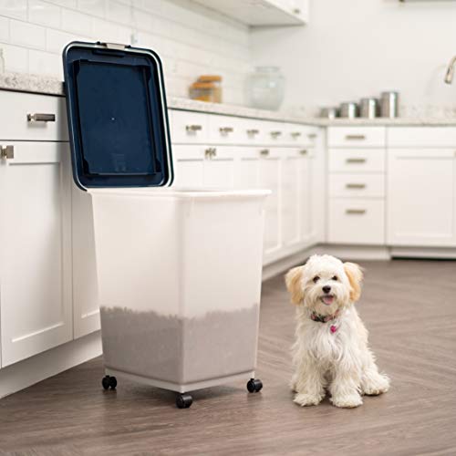 IRIS USA Dog Food Storage Container, Up to 54 lbs, Navy, Made in USA - color: Navy, size: 54 lbs