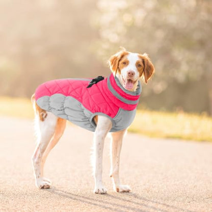 Lelepet Dog Coat Warm Dog Winter Coat Waterproof Dogs Jacket with Harness - color: Neon Pink, size: X-Small
