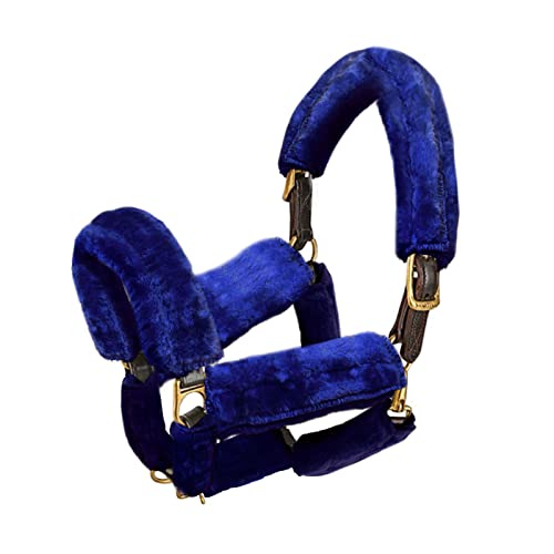 Harrison Howard Horse Halter Fleece Cover Set – Full Coverage Anti-Rub Halter Covers for Horses, Noseband, Chin & Crown Protection, 9-Piece Padding Set Navy - color: Navy