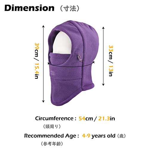 TRIWONDER Kids Winter Hats Balaclava Ski Mask for Boys Girls Toddlers Windproof Adjustable Cold Weather Face Mask Neck Warmer - color: Navy Purple