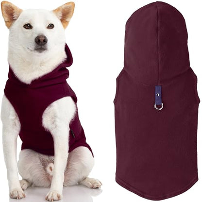 Gooby Fleece Vest Hoodie Dog Sweater - color: Plum, size: Medium (Around 11-lb)