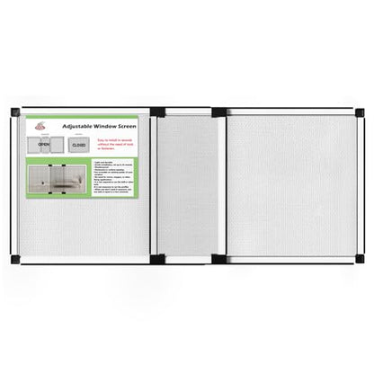 FLYZZZ Adjustable Window Screen (15.74"H x 21-40"W) 1-Pack White Adjustable Screens for Windows with Sturdy Aluminum Mesh– Horizontal Use Only - size: 15.74''H X 21''-40'' W-1Pack