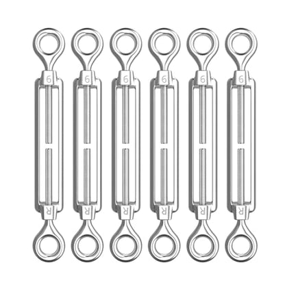 AUTMATCH M6 Eye & Eye Turnbuckle - 304 Stainless Steel Wire Rope Tensioner | Adjustable Turnbuckle for Cable Railing, Fence & Shade Sail Hardware, Wire Rope Tension Kit, 6-Pack, Silver - color: Silver Tone - Eye & Eye, size: M6