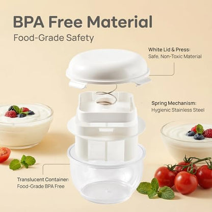 Greek Yogurt Strainer 2 QT Ultra-Fine Mesh Filter with Spring Press | Yogurt, Kefir, Nut Milk & Soy Milk Strainer, BPA-Free Large Yogurt Container for Home Kitchen, MultiFunctional Yogurt Filter