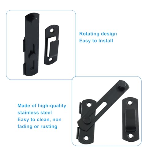 Waziaqoc Barn Door Latches, 3.93 x 2.75 Inch, Black, 2 PCS - size: 3.93 x 2.75 Inch