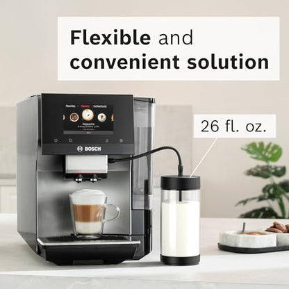 Bosch Glass Milk Container for 800 Series VeroCafe Coffee Machines | 26 Oz, Dishwasher safe, Secure Lid, Compatible with Milk and Plant Milks - Easy to Clean Tank - TCZ8008US