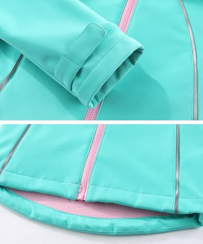 M2C Girls Hooded Fleece Lined Windproof Softshell Windbreaker Jacket - color: Mint Green, size: 2T