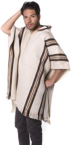 Gamboa Men's Alpaca Wool Poncho - color: Beige and Brown