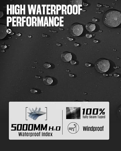 33,000ft Men's Waterproof Rain Jacket Packable Lightweight Hood Rain Shell - color: Black, size: Small
