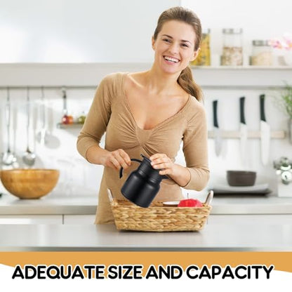 Ziliny 2 Pcs 27 oz Coffee Carafe Thermal Creamer Pitcher, Black | Double Wall Vacuum Insulated,Stainless Steel, Creamer Dispenser, Milk Carafe Container, Keeps Hot Cold - color: Black, size: 27 oz