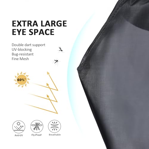Harrison Howard Horse Fly Mask with Ears & Long Nose Cover, UV Protection, Fine Mesh Fly Mask for Horses, Large Eye Space & Soft Fleece Edging for Turnout & Grazing Orange/Black M - size: M