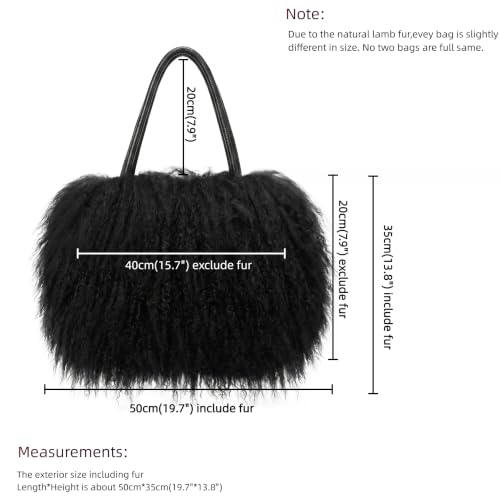 Women Luxury Real Curly Mongolian Lamb Fur Purse - color: Black