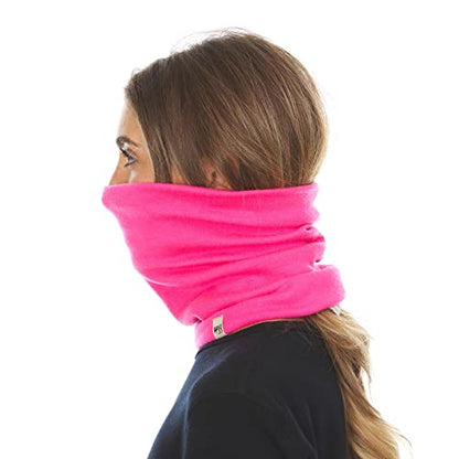 100% Merino Wool - Midweight Neck Gaiter - Skiing Neck Warmer - Winter Face Mask - Multipurpose Headwear - color: Blaze Pink