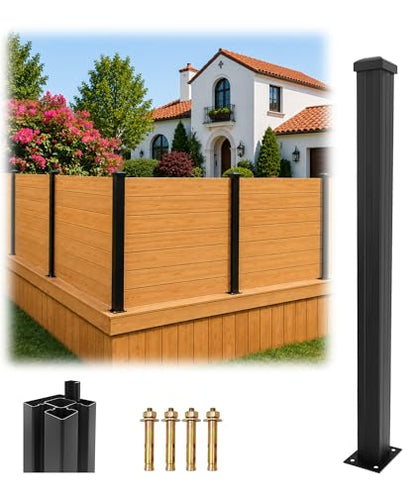 1 Pack 45" Heavy Duty Aluminium Fence Post, No Dig Metal Post for Outdoor Privacy Fence Panels, Compatible with Wood Slats and Composite Boards for Patio, Backyard & Garden - color: 45 inch Post-1pcs