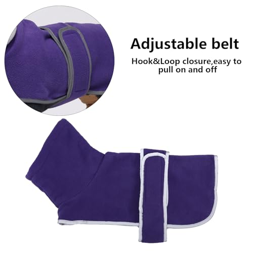 Dachshund Coats Sausage Dog Fleece Coat in Winter Miniature Dachshund Clothes with Hook and Loop Closure high vis Reflective Stripe Safety Purple XS - color: Purple, size: X-Small(Back: 12"-13"in)