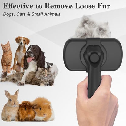 Swihauk Self Cleaning Slicker Brush for Dogs & Cats - Skin Friendly Deshedding and Grooming Brush for Haired Pets, Pet Supplies Accessory, Black - color: Black