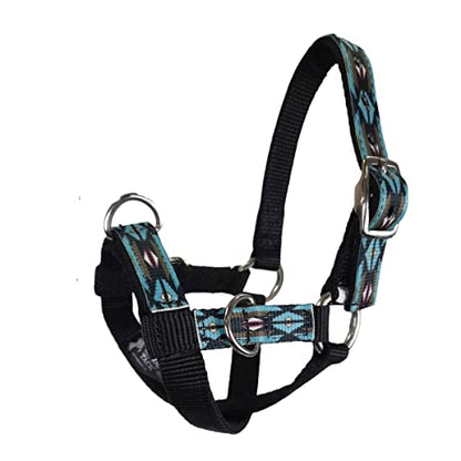 Tahoe Tack Nylon Overlay Sheep and Goat Training Halter with Padded Noseband - 6 Month Warranty - color: Blue Aztec, size: Small Sheep/Goat
