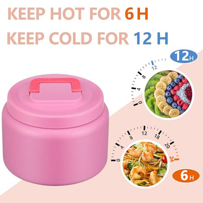 PIQUEBAR 8oz Kids Thermo for Hot Food,Small Lunch Thermo Food Container Stainless Steel,Easy Open Wide Mouth Thermo for Hot Cold Food for Preschool Travel - color: Pure Pink