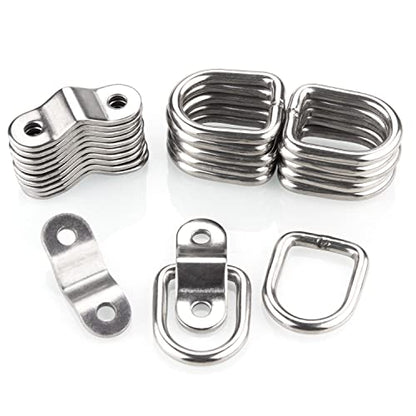12 Pack Tie Down Rings with Mounting Bracket, Heavy Duty Stainless Steel Lashing Ring D-Ring Anchor Point, 1/4" Surface Mount for Trailer Truck Hauling, Cargo Load, RV Pickup Camper and Boats