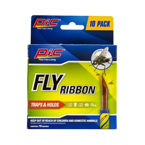PIC FR10B 69060216325 Fly Ribbons Fruit Fly Traps for Indoors and Outdoors, Bug Trap for Winged Insects, Set of 10