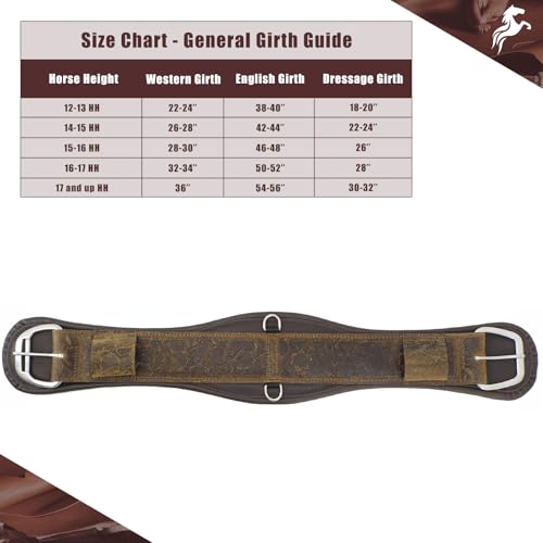 Jeereal Western Horse Cinch,Premium Full-Grain Leather Equestrian Horse Riding Western Durable Comfortable Soft Girth - size: 30"