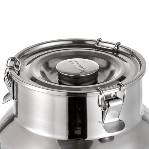 20L/5.28Gal Milk Can Beverage Dispenser with Spigot, 304 Stainless Steel Locking Sealed Lid Bucket Food Storage Container, Drink Dispenser for Milk, Wine, Oil - size: 20L/5.28Gal