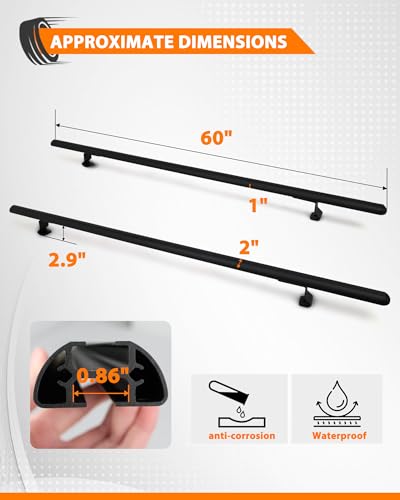 MELIPRON Heavy Duty Truck Topper Roof Rack for Truck Cap, 500LB Capacity | 60" Aluminum Ladder Rack Fit Camper Shell and Truck Caps, Ideal for Kayaks, Canoes, Camping Gear and Outdoor Adventure - size: 60"