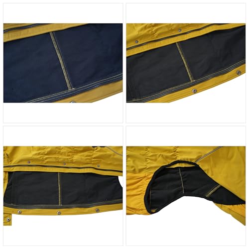 LOVELONGLONG Fleece-Lined Dog Raincoat with Removable Hood – Waterproof Winter Full Body Dog Jacket – Windproof Snowproof Cold-Weather Suit – Yellow-F L - color: Mustard Yellow Fleeced, size: L (Back 16.5")