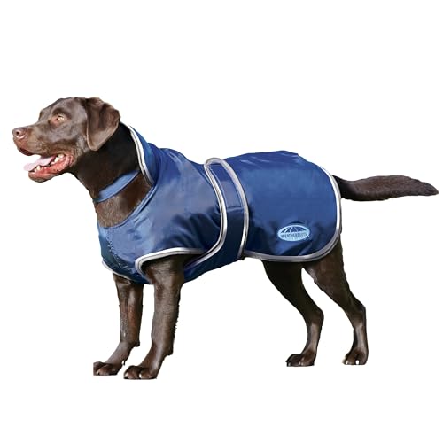 WeatherBeeta ComFiTec Windbreaker 420D Deluxe Dog Coat, Navy/Grey, 24" - color: Navy/Grey, size: 24"