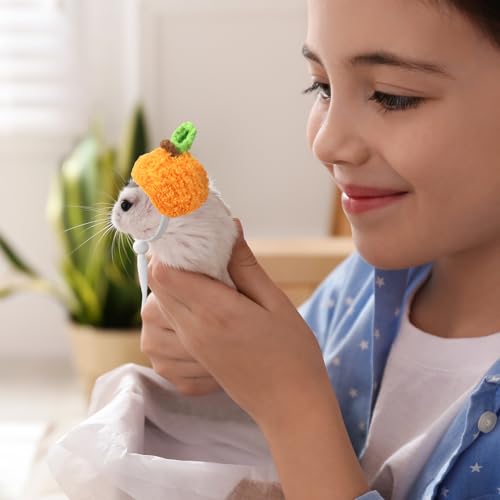 Kajaia 10 Pcs Hamster Hat Small Animals Cute Tiny Hat Mini Hand Knitted Hats for Snakes Pets Bearded Dragon Guinea Pig Bunny Costume Accessories Easter Holiday Parties (Novel Style) - style: Novel Style